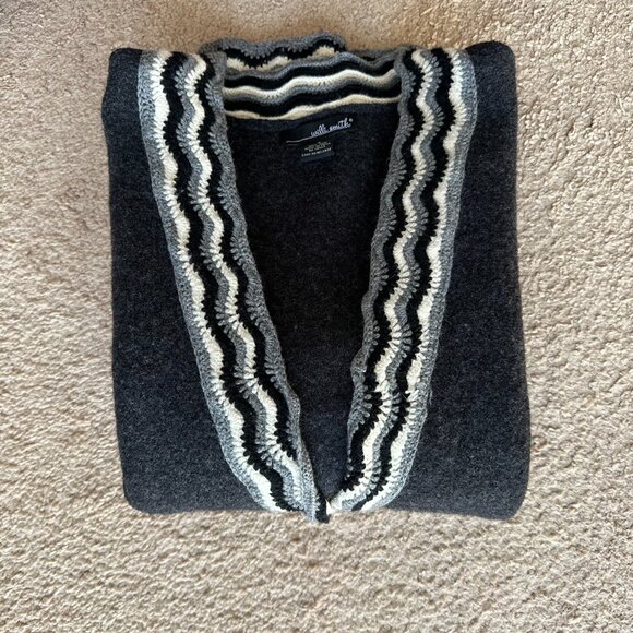 Willi Smith Sweater Womens Small 100% Wool Cardigan 1 Button Close Grey - Picture 10 of 10